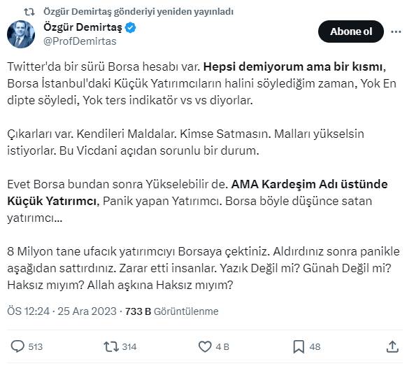 Borsadaki sert düşüş sonrası ünlü ekonomist Özgür Demirtaş'tan yatırımcılara hayati uyarı 8